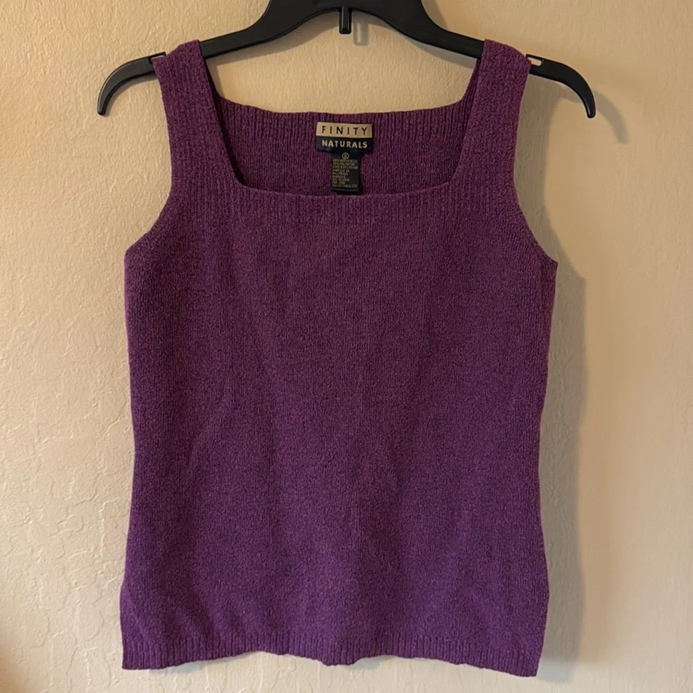 Finity Naturals Vintage Wool Blend Twinset Cardigan Tank Purple M S
